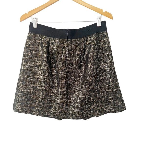 Lord & Taylor Black Gold Metallic Pleated Mini Skirt - Picture 2 of 8